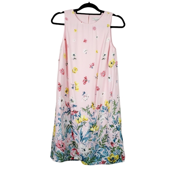 LOFT Dresses & Skirts - Loft Pink Sleeveless Floral Print Mini Shift Dress Size 6 NWT